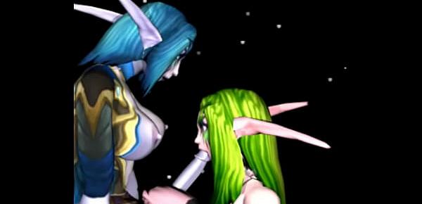  2Night Elves Scene2p4 Kneeling Blowjob